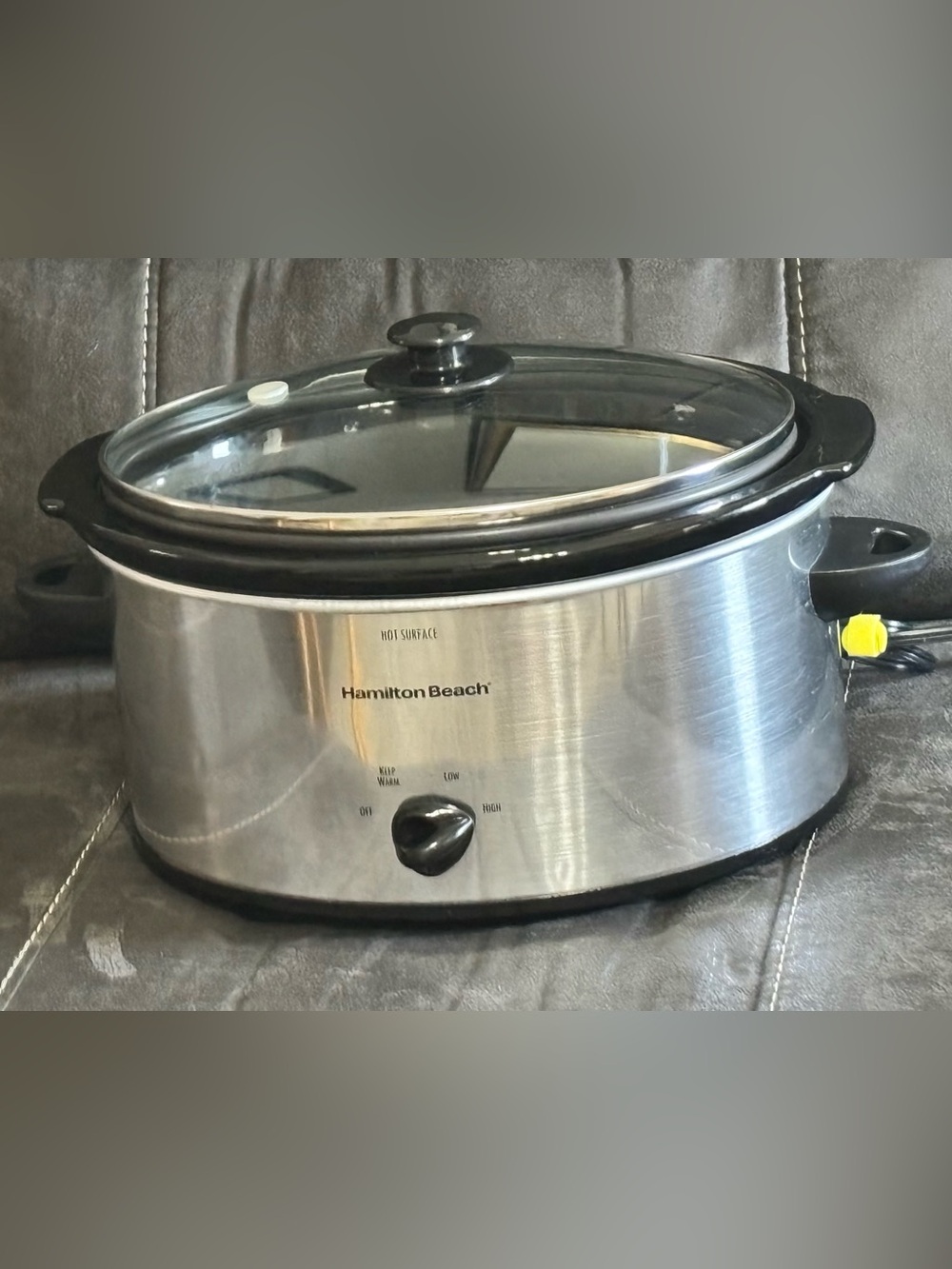 Hamilton Beach Silver Stainless Steel Slow Cooker with Glass Lid